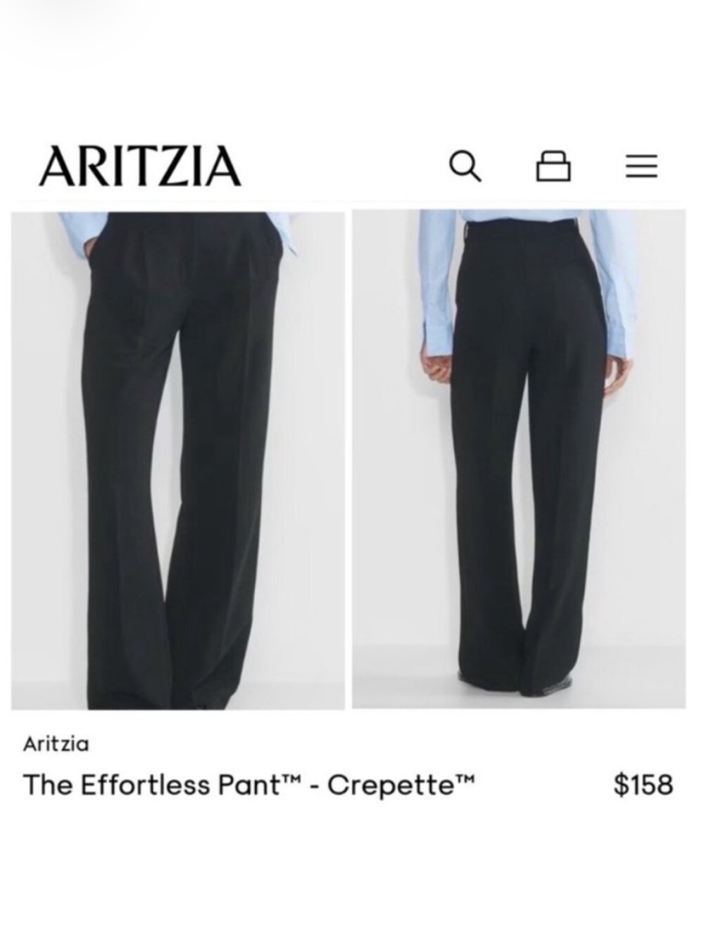 Aritzia Wide-Leg Effortless Pant in Black